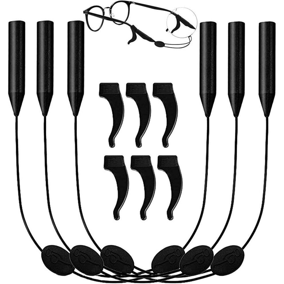 Glasses Straps 3 Pack , Adjustable Eyewear Retainer Holder with 6 Anti-Slip Hooks Glasses Straps