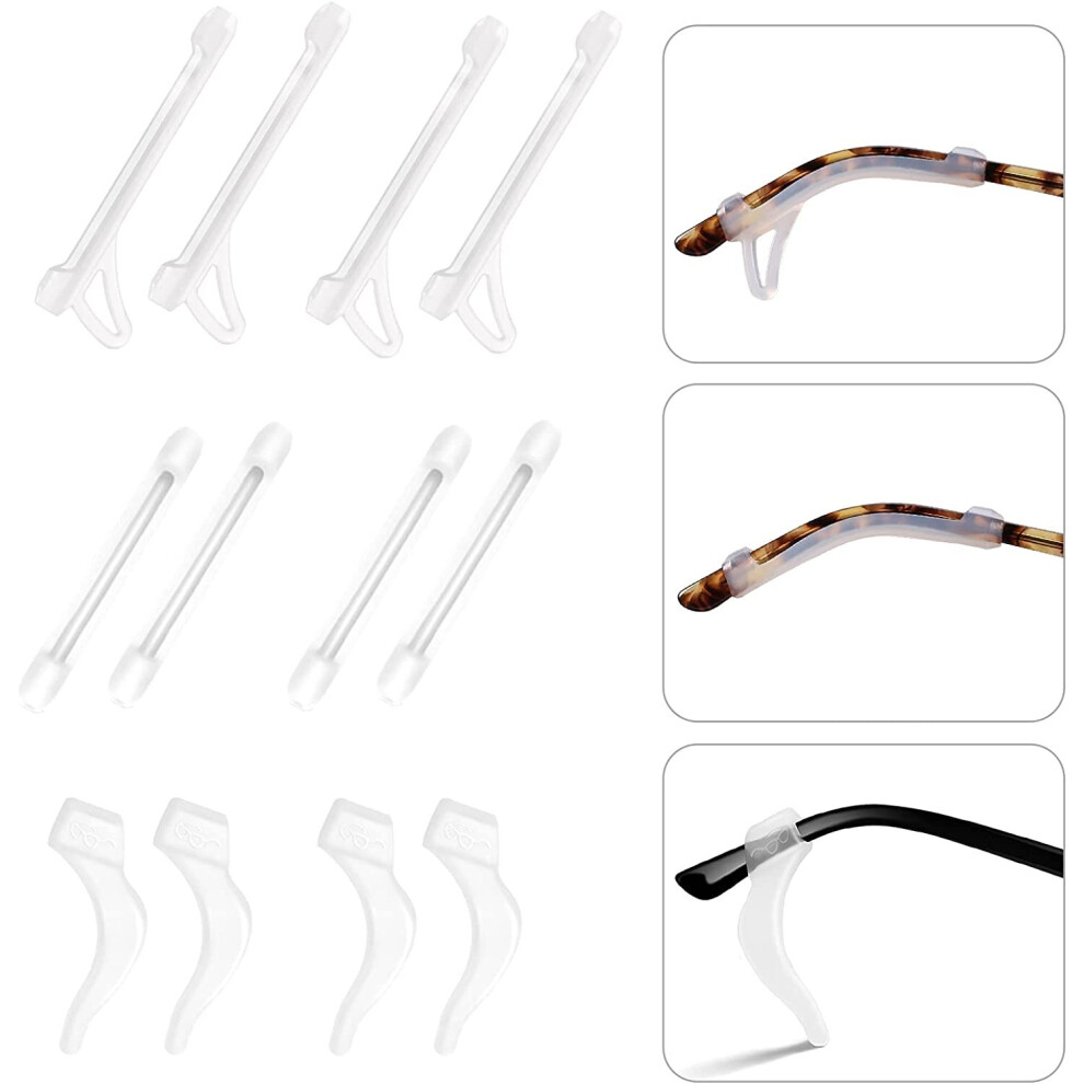 Xinyu 6 Pairs Upgrade Silicone Eyeglasses Temple Tips Sleeve With Hook, Anti-Slip Elastic Eyeglasses Retainers Ear Hook Comfort Eyeglasses Ear Grips