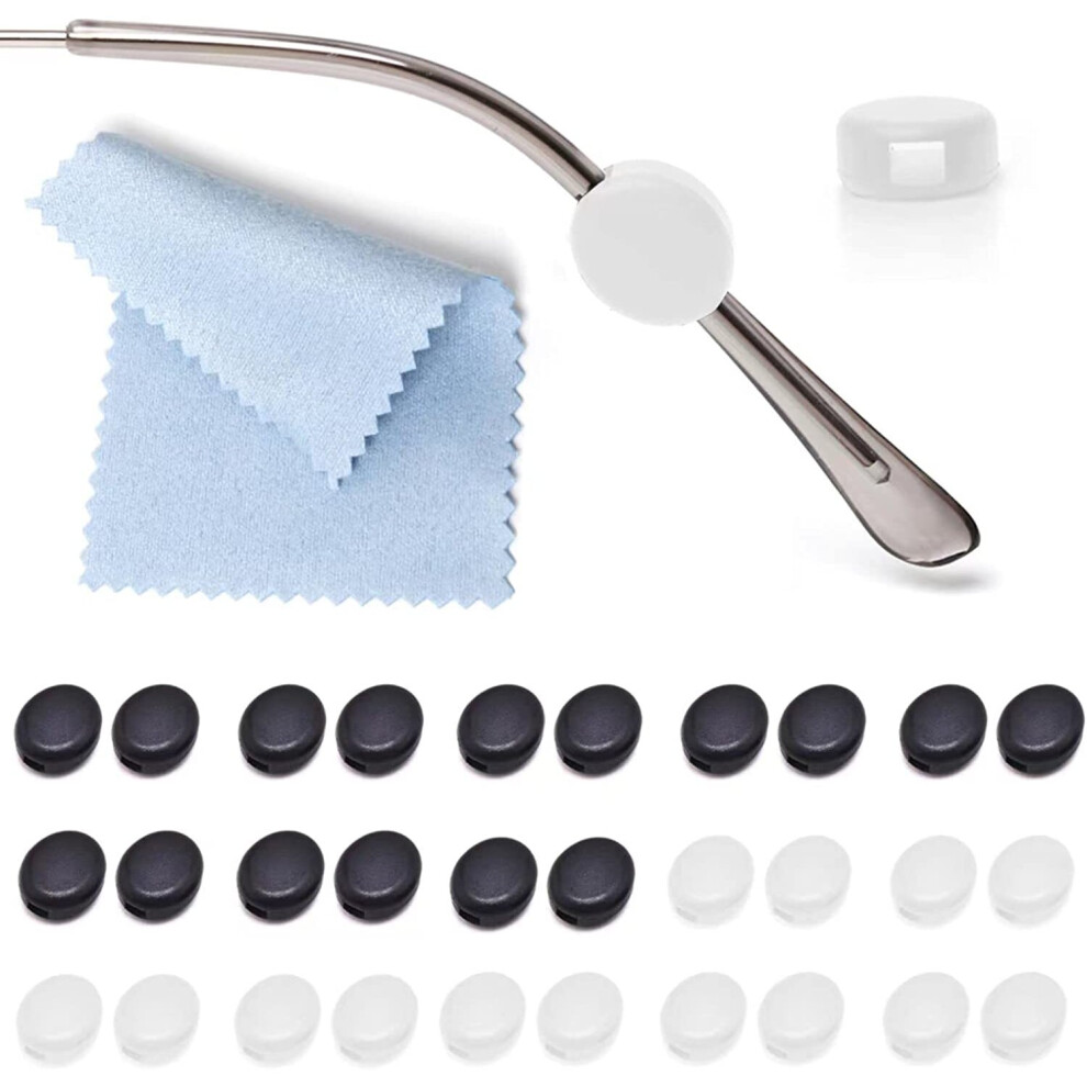 Xinyu Silicone Eyeglasses Temple Tip Sleeve Retainer, 15 Pairs Anti-Slip Round Comfort Glasses Retainers, Frame Grips