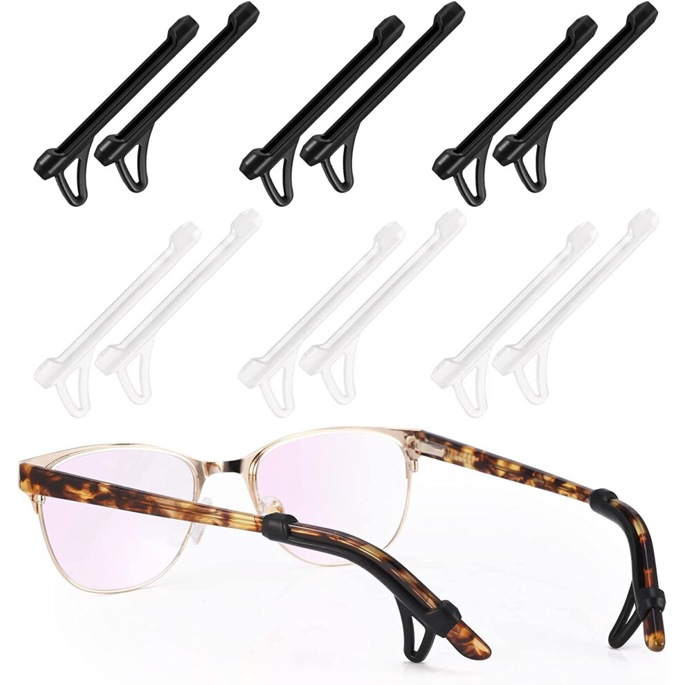 Xinyu Glass Ear Grips, 6 Pairs Glasses Ear Cushion With Hook Anti Slip Silicone Temple Tips Sleeves