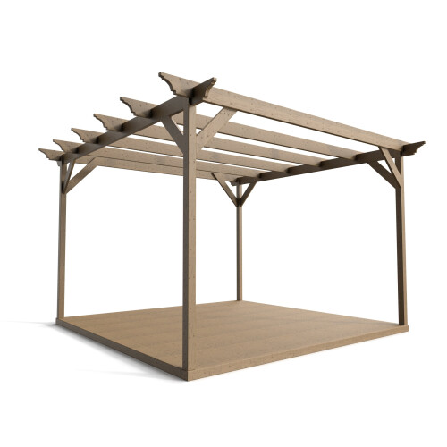 (Rustic Brown, 2.4m x 2.4m (with 4 posts)) Pergola and decking kit (Orchid design) 1