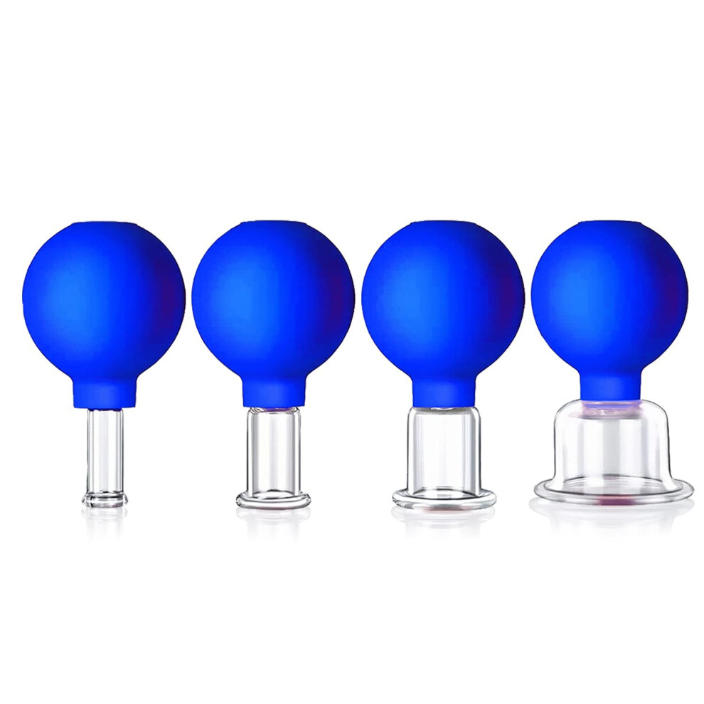 Xinyu 4 Size Facial Cupping Therapy Set Glass, Eye Face Vacuum Massage Anti Cellulite Cup - Silicone Cupping Massage Therapy,