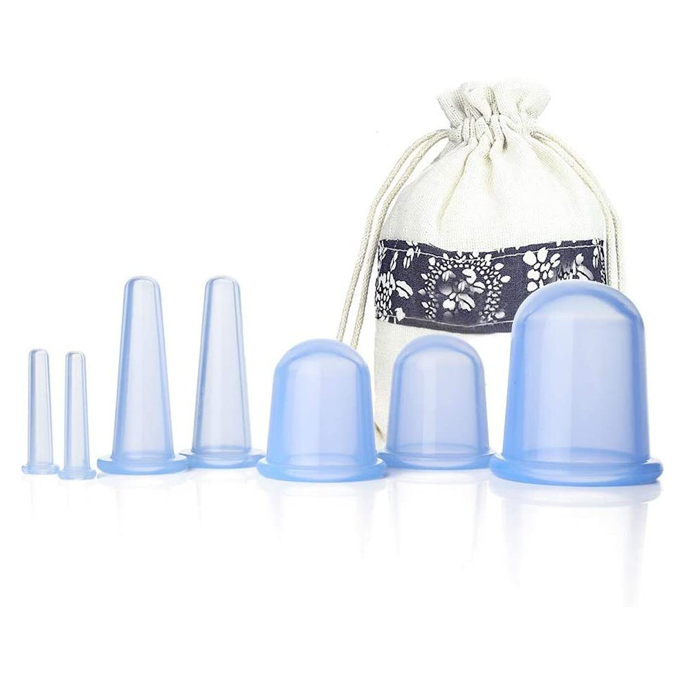 Xinyu Facial Cupping Set Silicone Face Cupping Massage Therapy Sets 7Pcs Vacuum Suction Massage Cups With Pouch