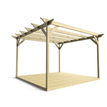 (Rustic Brown, 2.4m x 2.4m (with 4 posts)) Pergola and decking kit (Orchid design)