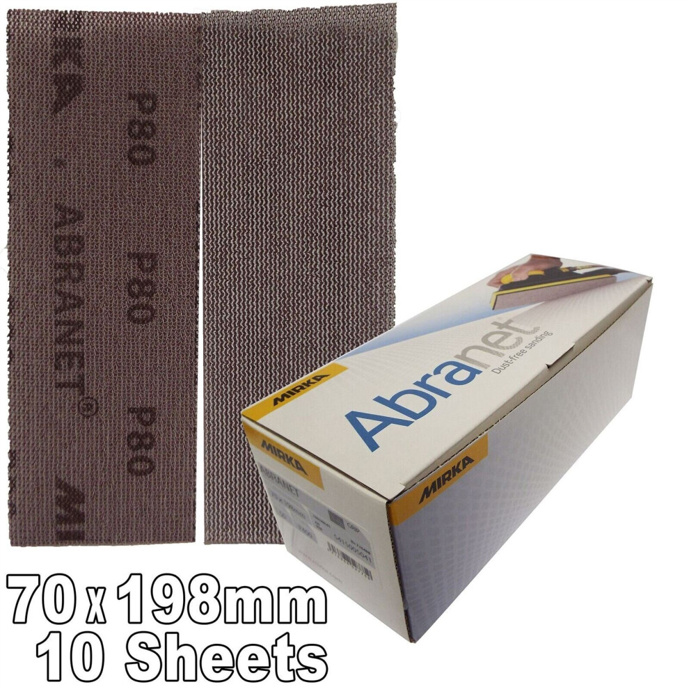 Mirka Abranet 70X198mm P80 Grit 10X Hooknloop Dust Free Sanding Abrasive Strips 6416868527759