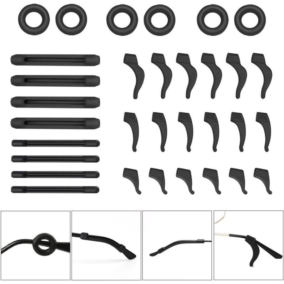 Xinyu 16 Pairs Eyeglasses Ear Grip Ear Hooks, Anti-Slip Holder Eyeglasses Stoppers Temple Tips Sleeve Retainer Eyewear Retainers Spectacle Stay