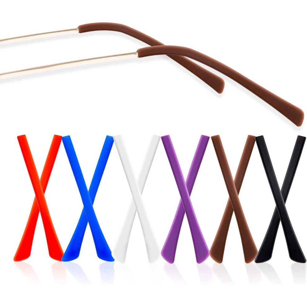 Xinyu Eyeglass End Tips, 12 Pairs Silicone Anti-Slip Ear Sock Pieces Tube Sleeve Eyewear Soft Replacement Tips Only