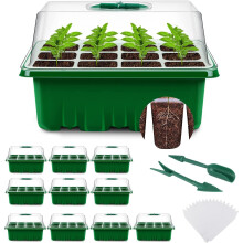 Seed Starter Tray, 10 Pack 120 Cells Thicken Seed Starting Trays Kit with Humidity Dome/Clear Lids Growing Trays
