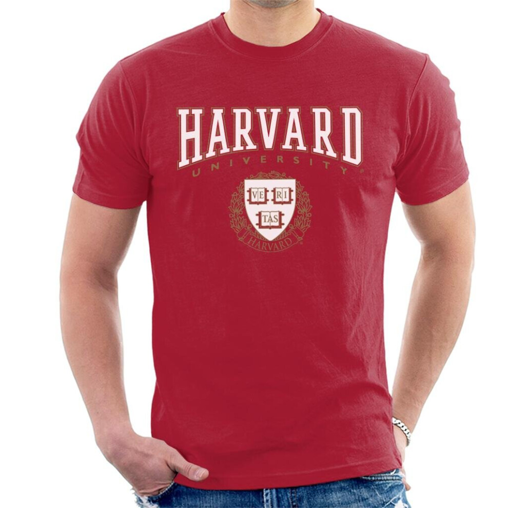 (M, Cherry Red) Harvard University Classic Crest Men's T-Shirt