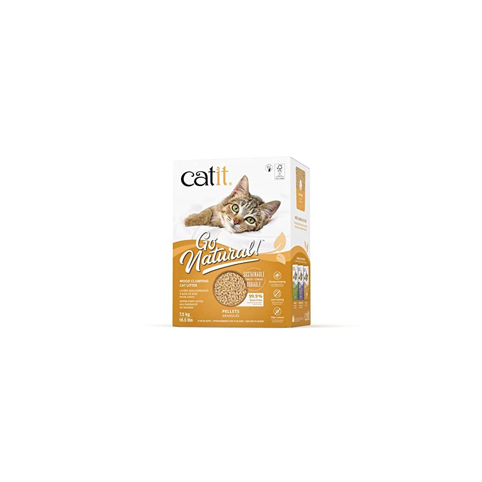 Catit Go Natural Wood Clumping Cat Litter, Pellets, 16.5 lb