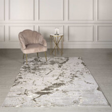 (Small 120x170cm) Aurora Strata AU16 Marble Rugs in Metallic Beige Bronze and Grey