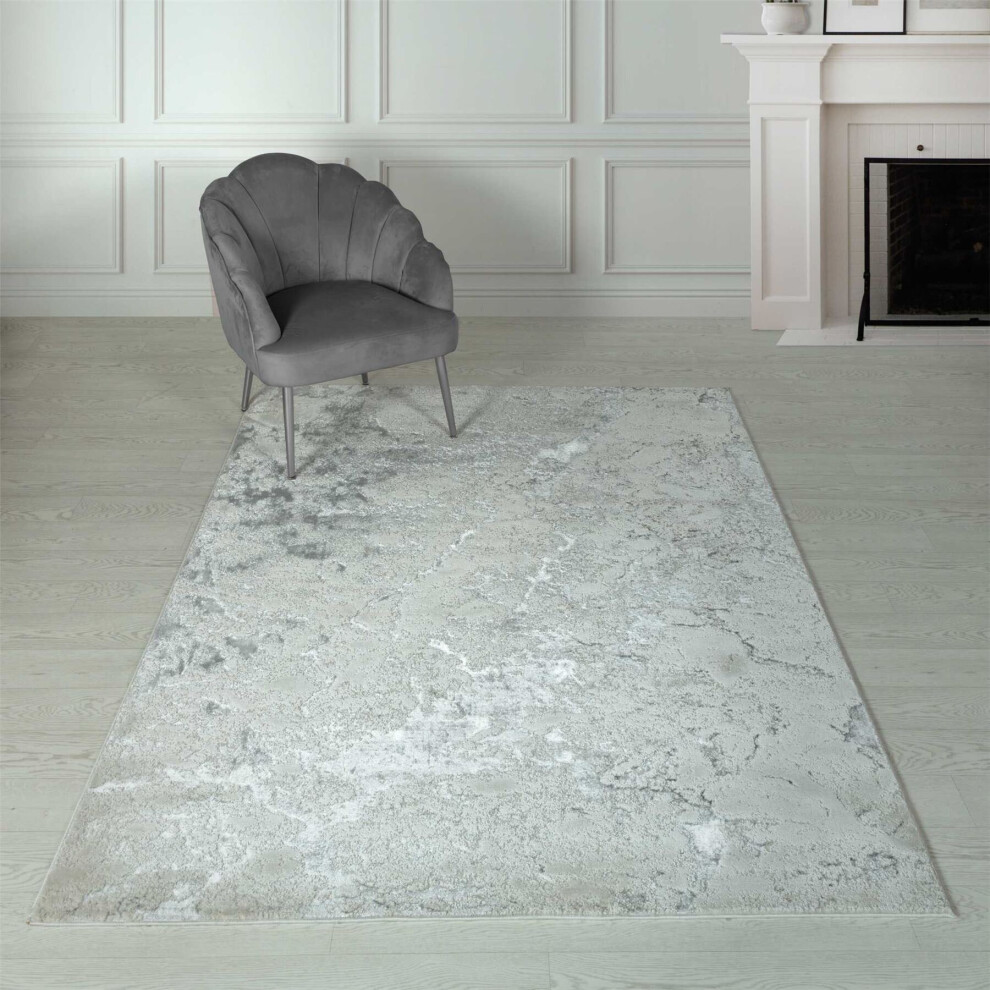 (80X150cm) Aurora Solar AU03 Marble Rugs in Silver Grey