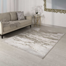 (Small 120x170cm) Aurora Linea AU17 Marble Rugs in Metallic Beige Bronze