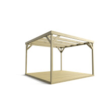 (Light Green(Natural), 3m x 3m (with 4 posts)) Box pergola and decking kit