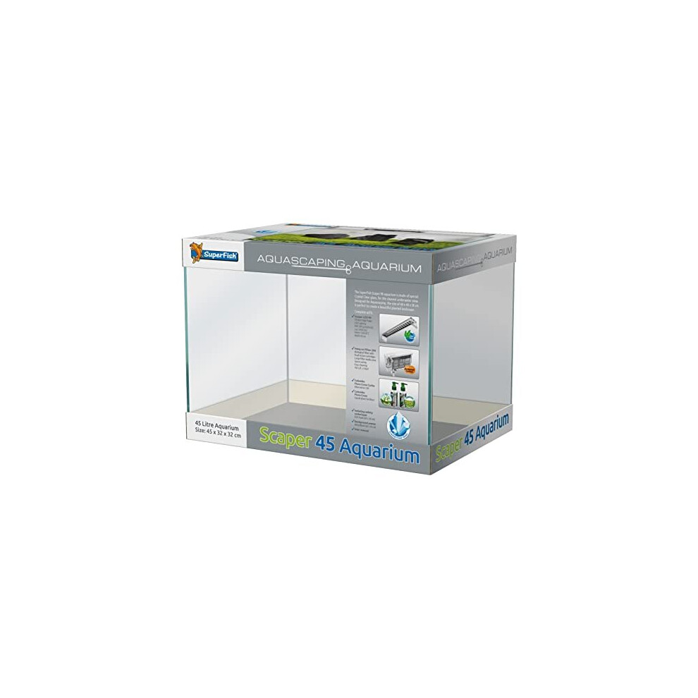 Superfish Scaper 45 Aquarium Starter Set Up, White,Black