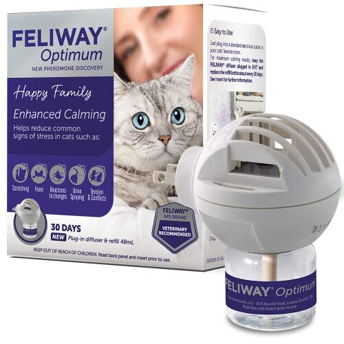 Feliway FELIWAY Optimum Cat, Enhanced Calming Pheromone Diffuser, 30 Day Starter Kit (48 mL)