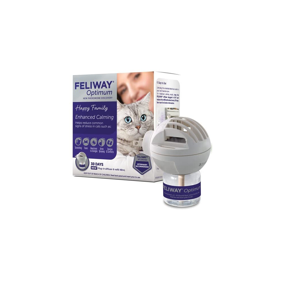 FELIWAY Optimum Cat, Enhanced Calming Pheromone Diffuser, 30 Day Starter Kit (48 mL)