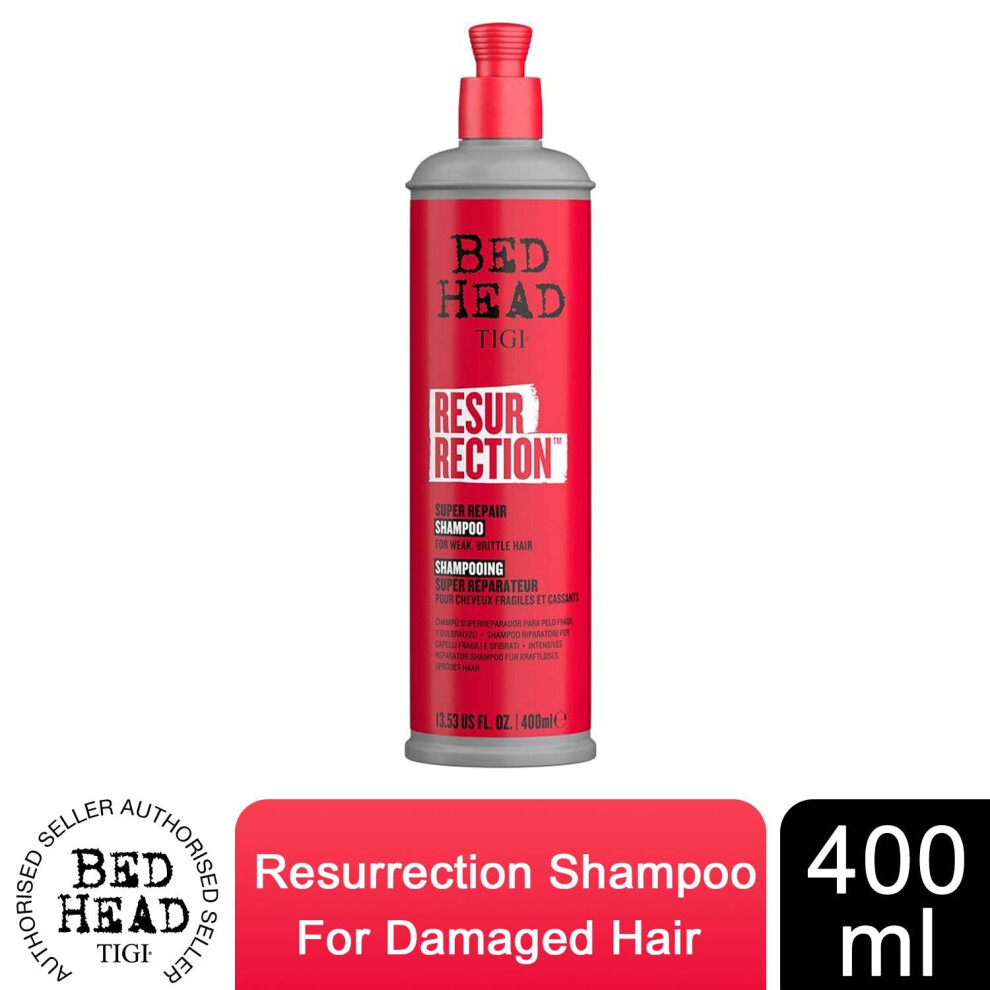 TIGI, Bed Head, Resurrection, Shampooing Super Réparation, Pour Cheveux Fragiles, Cassants, 13.53 fl oz (400 ml)