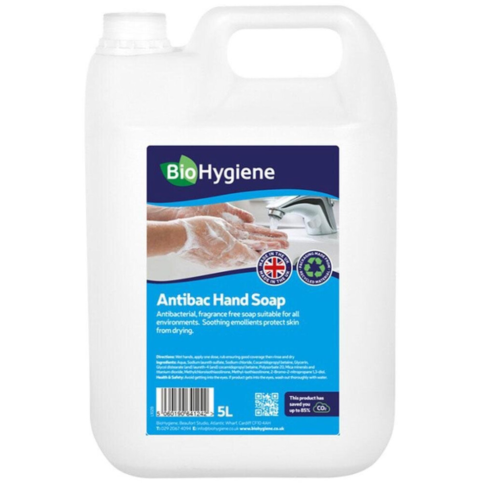 Biohygiene (Unfraganced 2 X 5 Litres) Antibacterial Hand Soap 5L