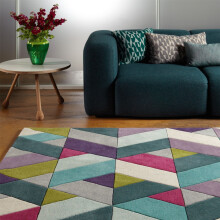 (Small 120x170cm) Funk Chevron Rugs in Blue and Green