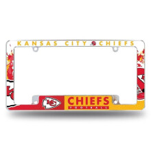 Sparo AFC2701B NFL Kansas City Chiefs All Over Chrome License Plate Frame