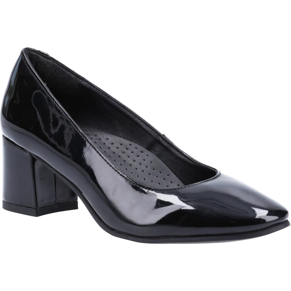 (Black Patent, UK 7) Hush Puppies Anna Womens Ladies Leather Heeled Court Shoes