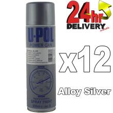 U-Pol Power Can ALLOY WHEEL SILVER Paint 500ml x 12 Car Spray Aerosol