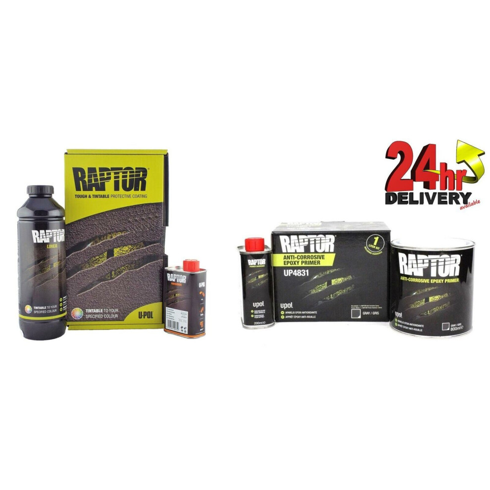 U-Pol Raptor Tintable Liner Kit 1L Truck Coating & Epoxy Primer Upol 3872523345848