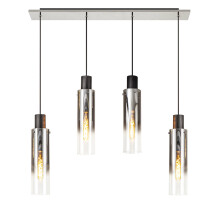 Visconte Fumo Pendant Bar 4 Light With Slim Smoke Glass Shades - Black