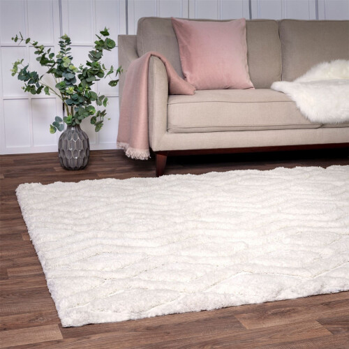(Small  120x170cm) Harrison Soft Boho Shaggy Rugs in Off White