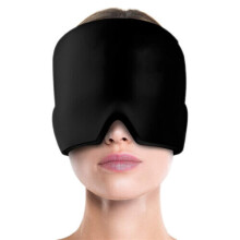 (Black) Tension Headache Migraine Relief Cap Ice Mask Hat Headache Heat Cold Therapy
