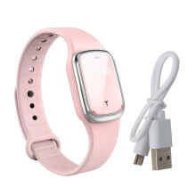 (Pink) Ultrasonic Body Shape Wristband Drainage Lymph Bracelet Loss Weight with USB
