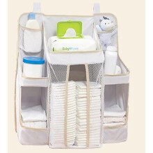 (White) Baby Crib Organizer Bedside Hanging Storage Bag Diaper Bag For Baby Essentials