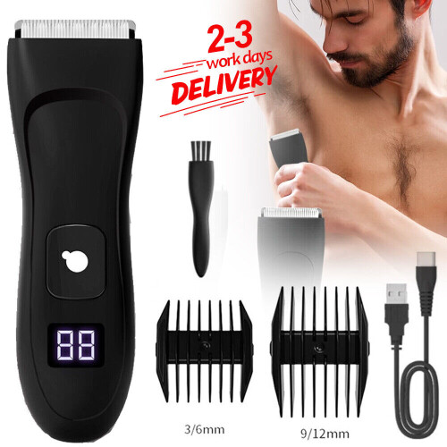 Men's Pubic Hair Trimmer Electric Groin Body Groomer and Beard Shaver