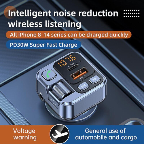 Car Bluetooth Fm Transmitter Car Mp3 Player Adapter With Pd 30w Fast Charging 1