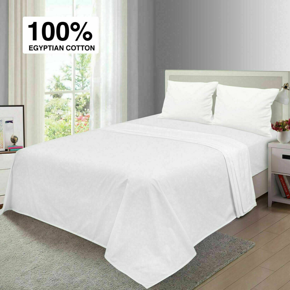 (King: 270 x 298 cm) Flat White Bed Sheets Single Double King & Super King Size Flat Sheets