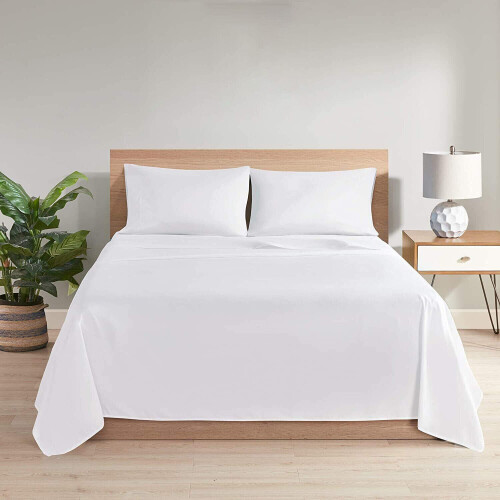 (Single: 175 x 275 cm) Flat White Bed Sheets Single Double King & Super King Size Flat Sheets 1