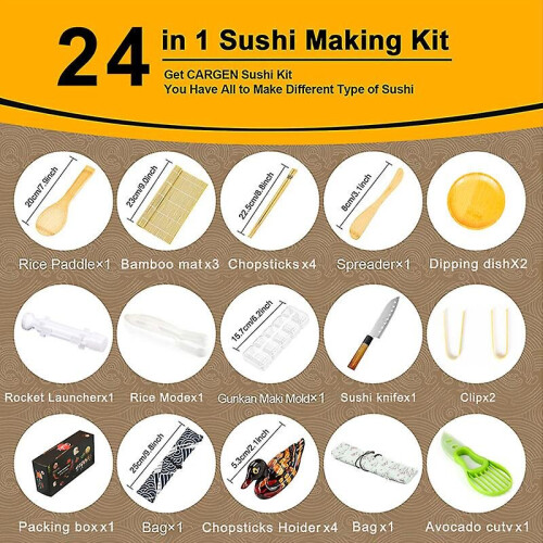 24pcs Sushi Making Kit All In One Bazooka Roller Set For Beginners Professionals 1