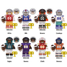 8pcs Rugby building block mini doll toy best action doll gift set fit Lego