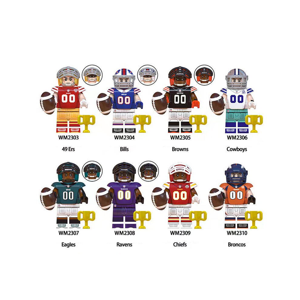 Xurikcoo 8Pcs Rugby Building Block Mini Doll Toy Best Action Doll Gift Set Fit Lego