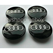 4x Audi Wheel Centre Caps 60MM Set Black Clip Badge Car For A3 A4L A6L Q3 Q5L Q7 A5 A7 Q2L