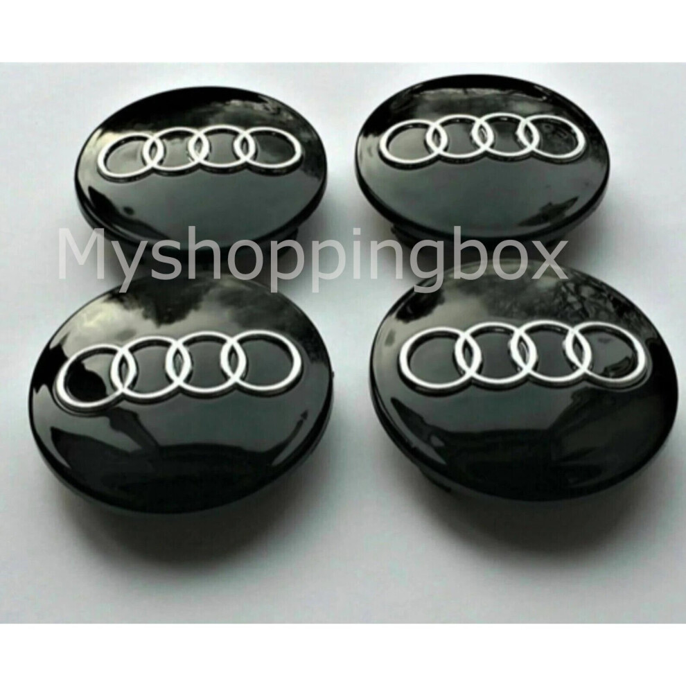 4x Audi Wheel Centre Caps 60MM Set Black Clip Badge Car For A3 A4L A6L Q3 Q5L Q7 A5 A7 Q2L