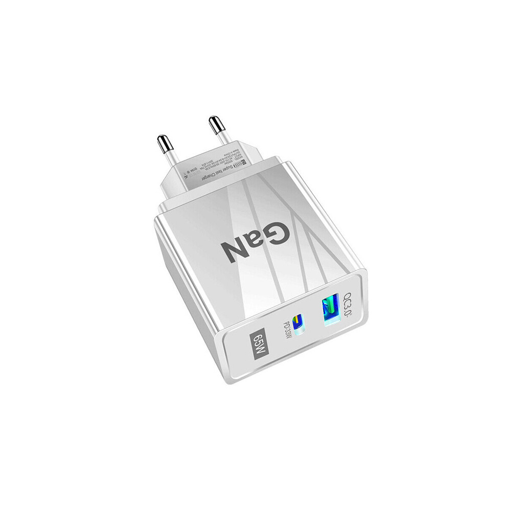 (Grey, EU Plug) 65w Gallium Nitride Charger Gan Charger Pd Fast Charging Power Adapter