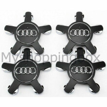 4 x Audi Alloy 5 Star Spyder Wheel Centre Caps Black Hub Badge 135mm A3 A4 A5 A6 A7 A8