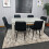 Grey Kitchen Dining Table and 6 Black Tufted Velvet Chairs Set 2