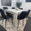 Grey Kitchen Dining Table and 6 Black Tufted Velvet Chairs Set 5