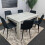 Grey Kitchen Dining Table and 6 Black Tufted Velvet Chairs Set 1