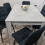Grey Kitchen Dining Table and 6 Black Tufted Velvet Chairs Set 10