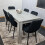 Grey Kitchen Dining Table and 6 Black Tufted Velvet Chairs Set 11