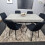 Grey Kitchen Dining Table and 6 Black Tufted Velvet Chairs Set 7